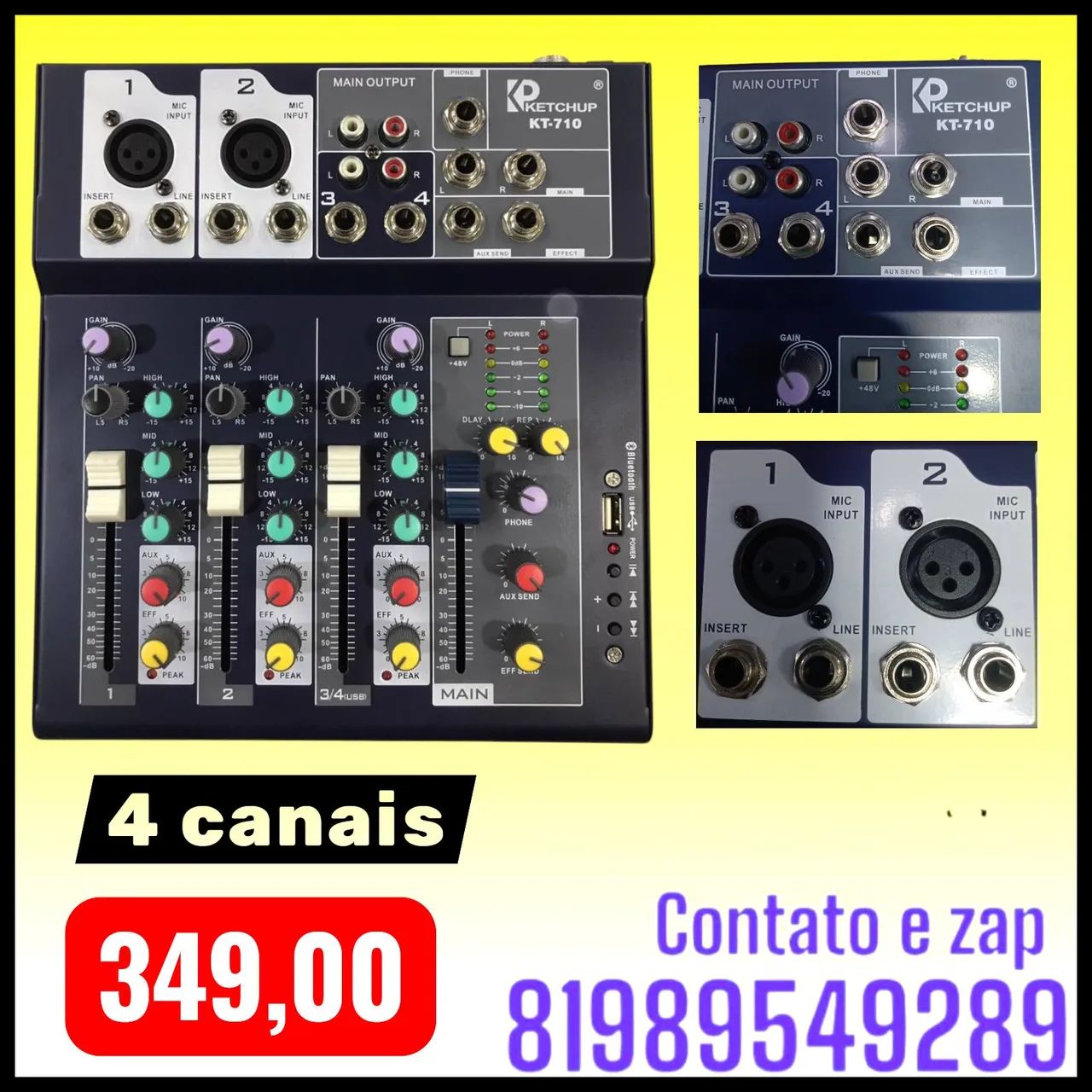 Mesa de som 4 canais da Ketchup Bluetooth 