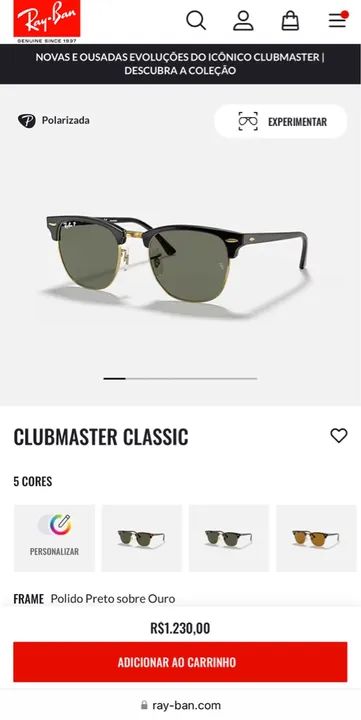Óculos Ray Ban Clubmaster Classic Polarizado ORIGINAL - Foto 3