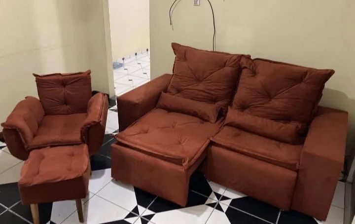 Sofá Retrátil Poltrona e Puff - Foto 3