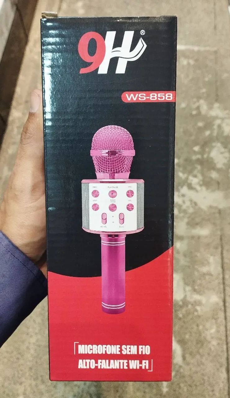 Microfone Karaokê Bluetooth Efeito Voz Modo Gravação WS-858<br> - Foto 4