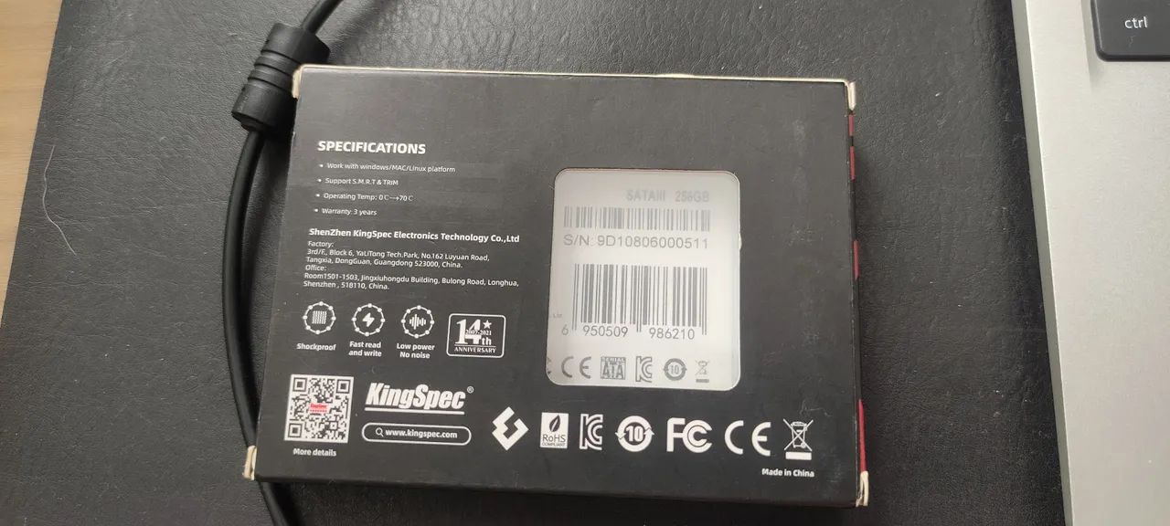 SSD 256GB KINGSPEC SATA III 2.5 COR LARANJA -NOTEBOOK / DESKTOP / ADAPTADOR USB  - Foto 5