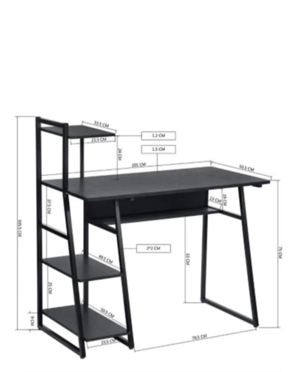 MESA COMPUTADOR EM MADEIRA E METAL PRETA FOSCO NOVA - Foto 2