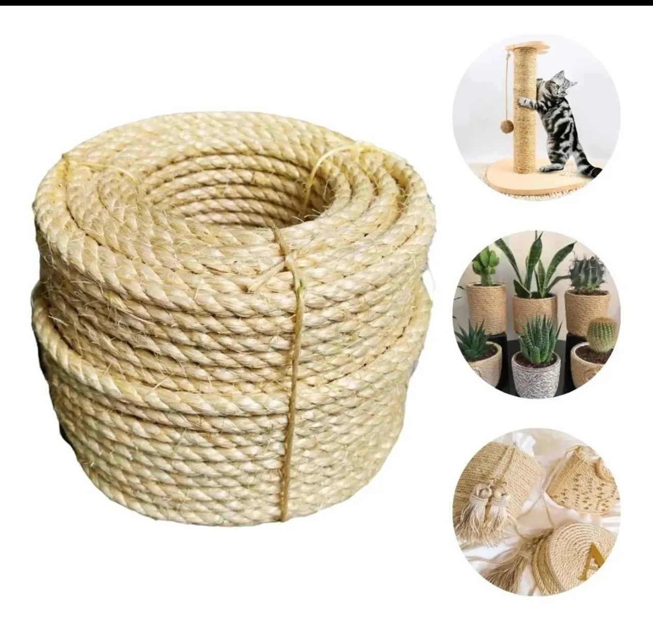 15M SISAL Natural 8mm para Artesanatos Arranhadores decoração em geral