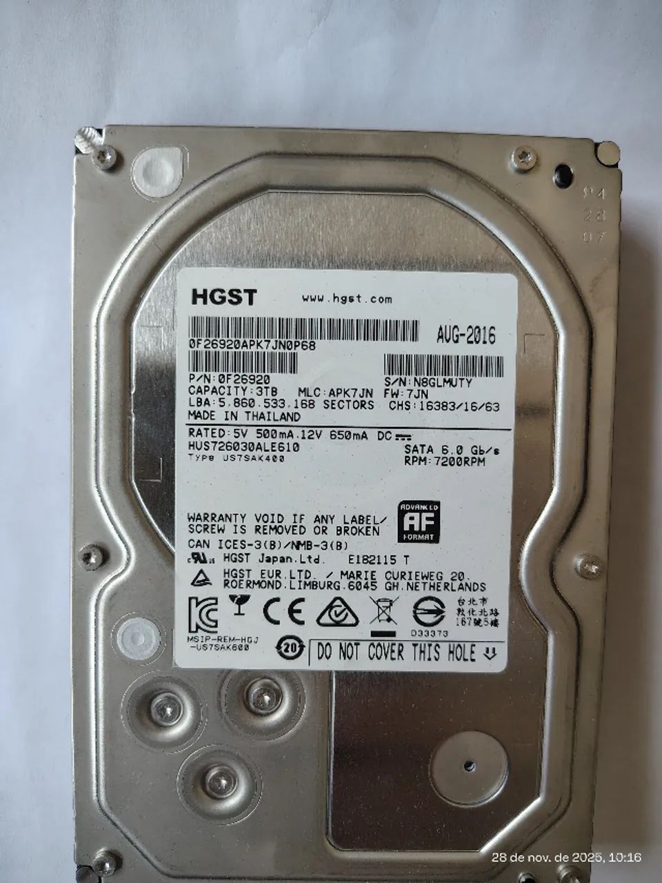 HDD HGTS 3TB SATA 7.2k rpm - Foto 2