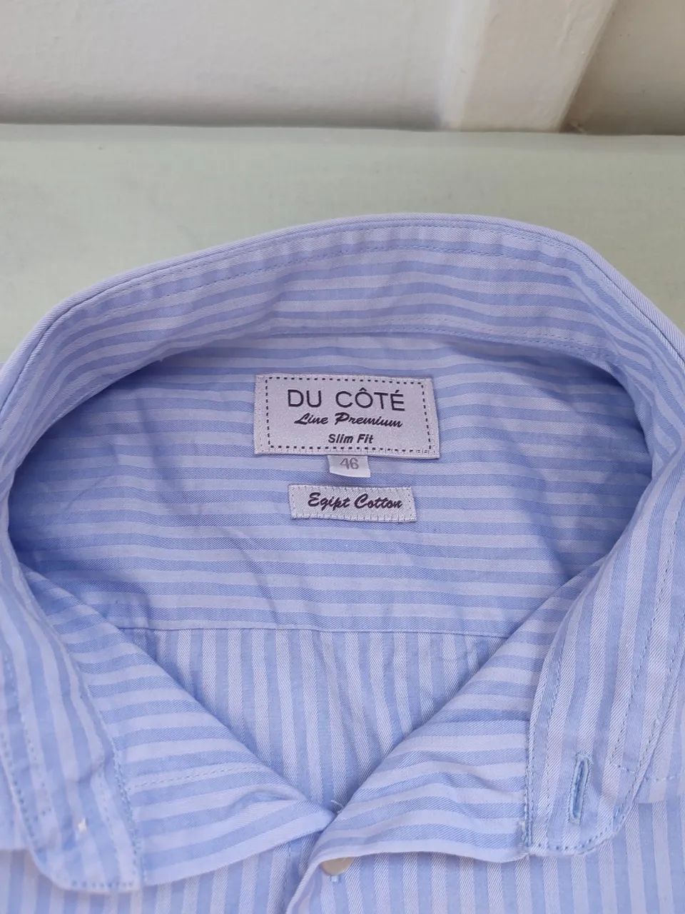 Camisa Social Du Côté Linha Premium Algodão Egípcio Listrada Azul Clara - Foto 2