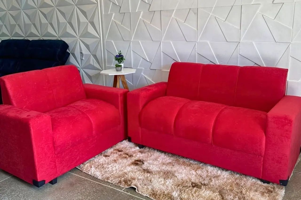 Conjunto de Sofá com Puff e Almofadas - Foto 2