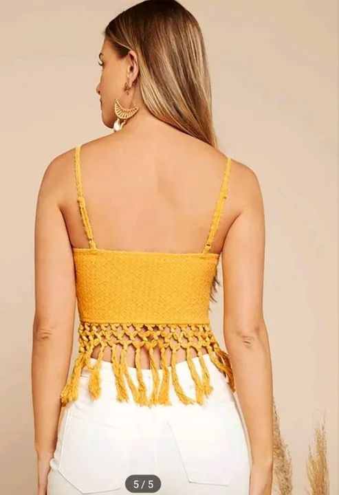 Blusa  com Franjas Amarela - Foto 2