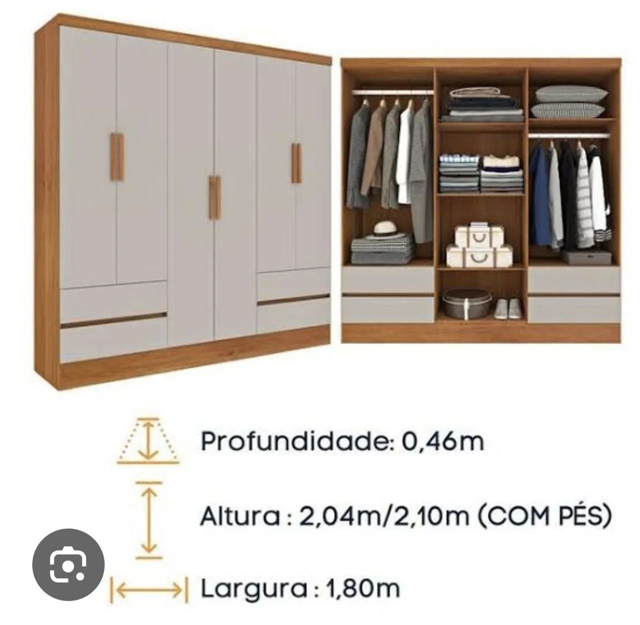 Guarda-Roupa 6 Portas com 2 Gavetas tcil - Foto 2