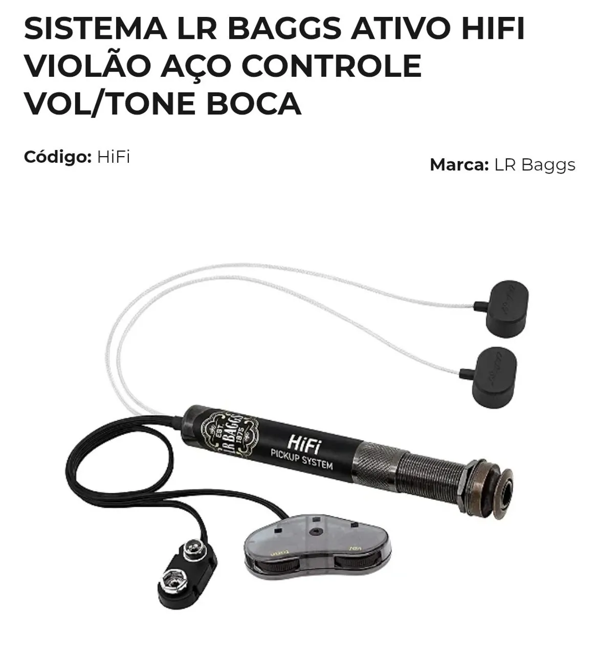 Sistema LR Baggs Ativo HiFi Violão Aço Controle Vol/Tone Boca