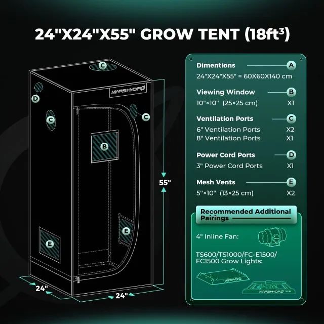 Estufa Cultivo Indoor Mars Hydro 60x60x140 Mylard Oxford 1650D 25% mais PPFD Nova - Foto 5