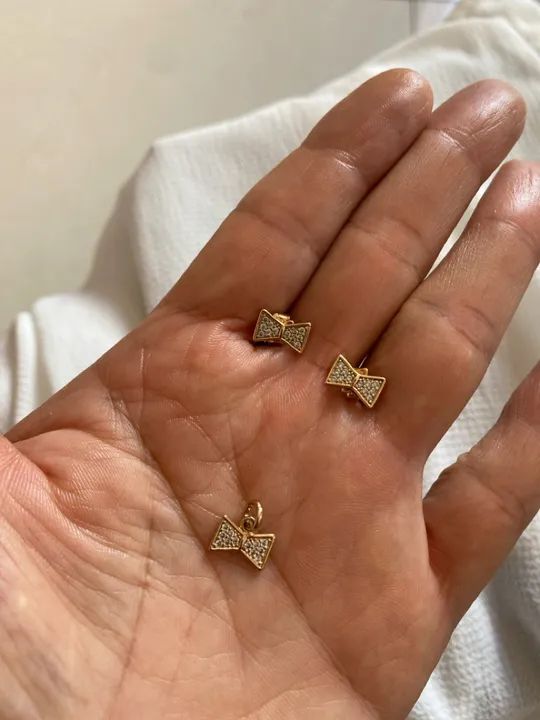 Brincos e Pingente ROMMANEL de Laço com Pedras de Zircônia  - Foto 5