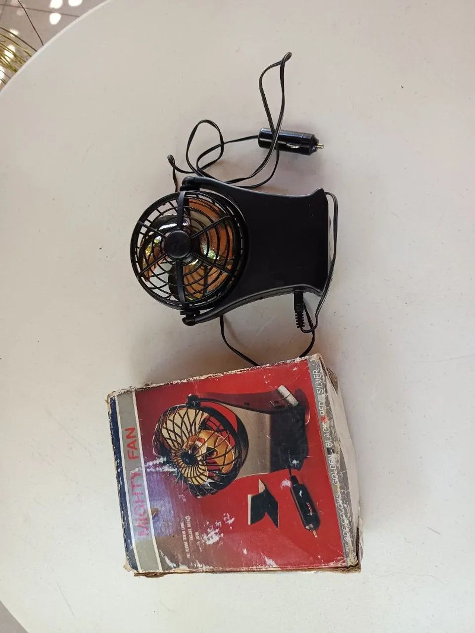 Antigo mini ventilador automotivo, 12v, mighty fan 