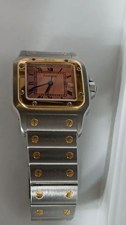 Relógio Cartier modelo santos aço e ouro quartsz