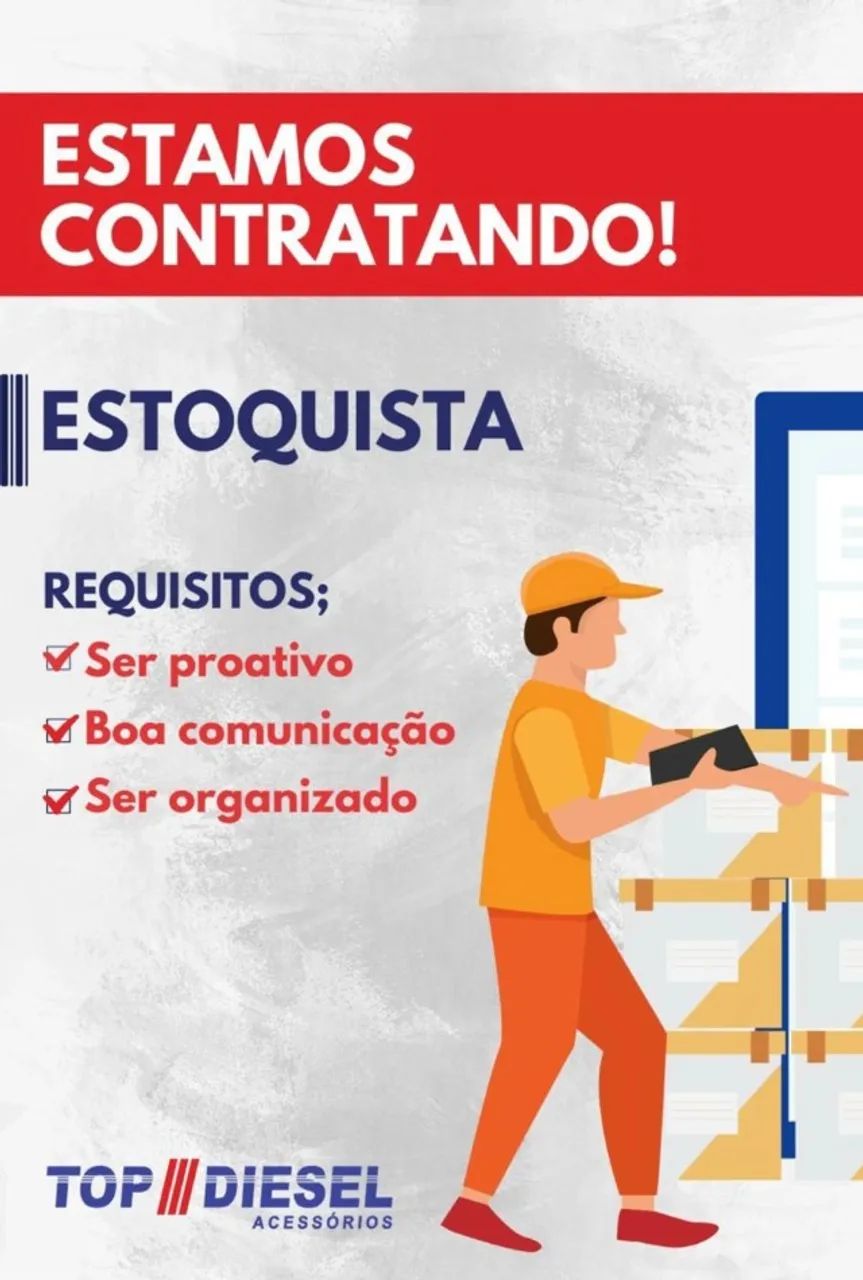 Top Diesel Acessórios p Caminhões, Contrata: Vendedor, Estoquista, Eletricista, Montador - Foto 2