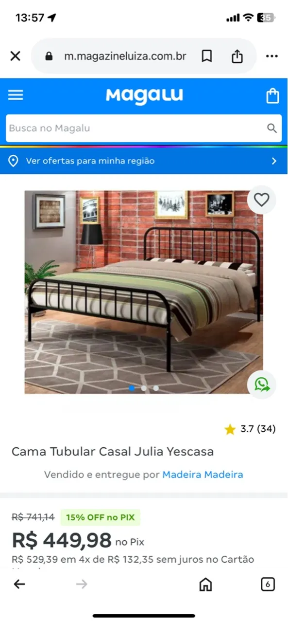 Cama Tubular Casal Júlia
