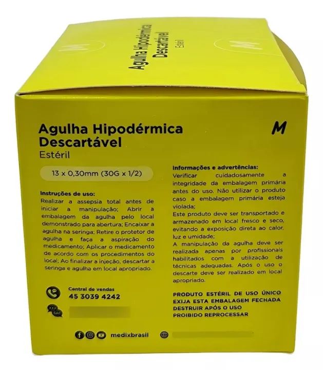 Agulhas Descartáveis 30G Hipodérmicas Medix - 100 unidades - Foto 5