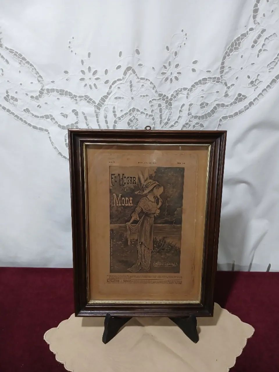 Antigo Quadro Com Gravura De Época De Moda  - Foto 4