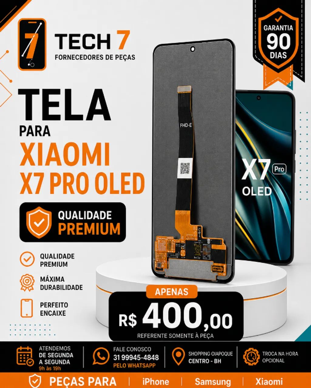 Tela X7 PRO OLED - OLED Premium com Garantia de 90 Dias