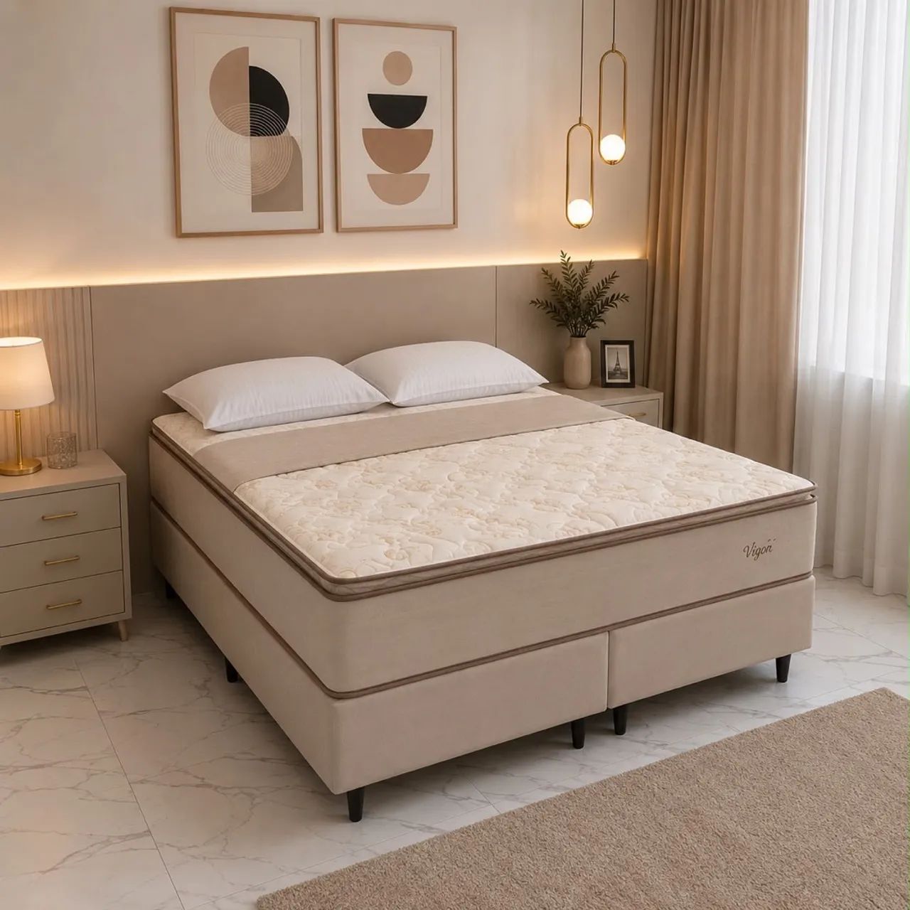 Cama box Queen com Pillowtop molas ensacadas disponível  - Foto 2