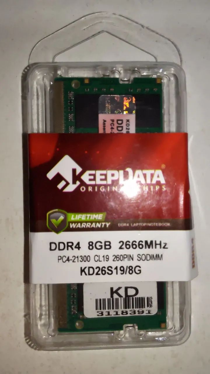 Memória DDR4 8GB para notebook.