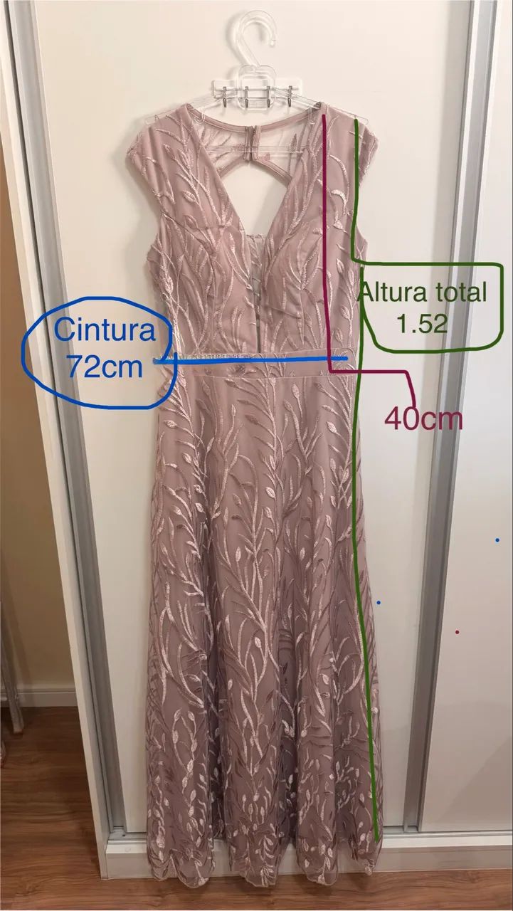 Vestido rendado, longo rosé gold belíssimo  - Foto 2