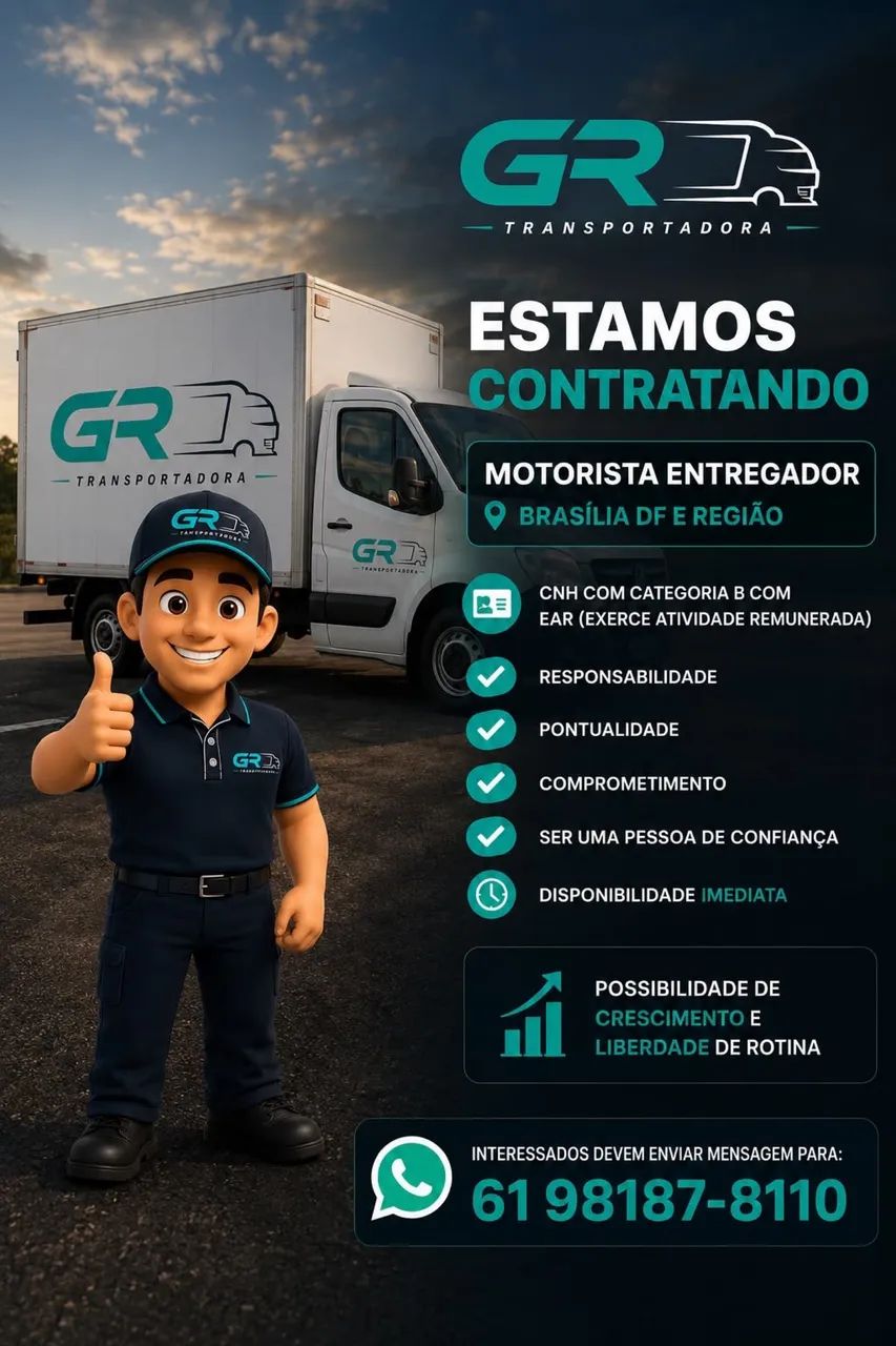 Vaga para motorista CNH com EAR