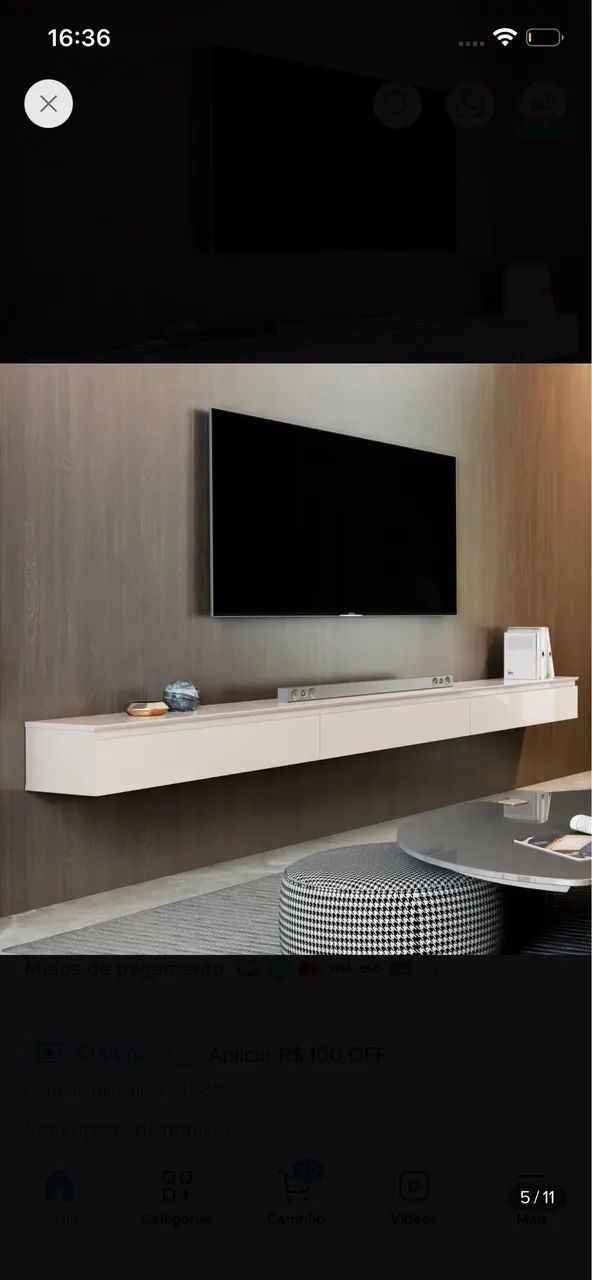 Rack suspenso para TV