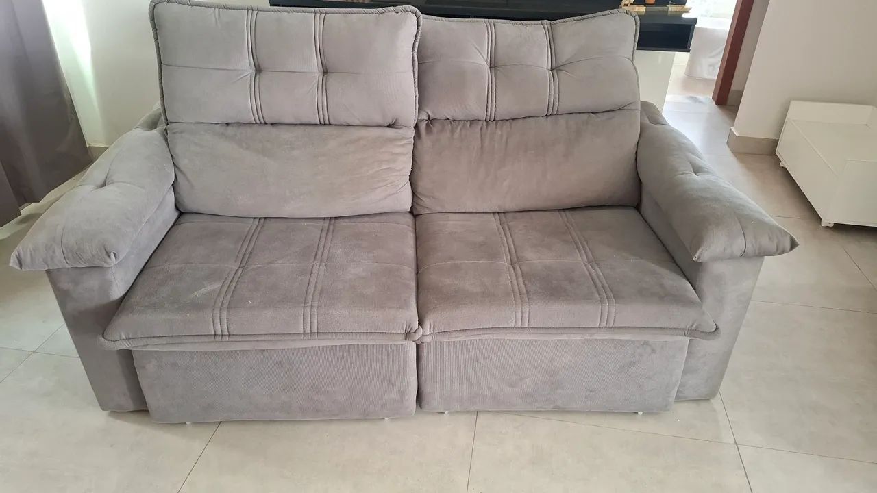 Sofá  2 Lugares retrátil cinza