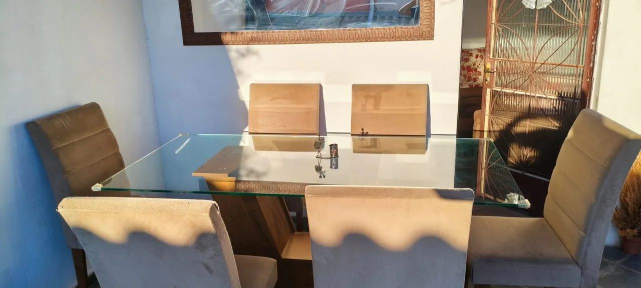 Mesa 6 cadeiras com tampo de vidro  - Foto 4