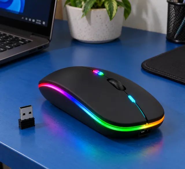 Mouse Recarregável, Bluetooth, Wireless e Ergonômico