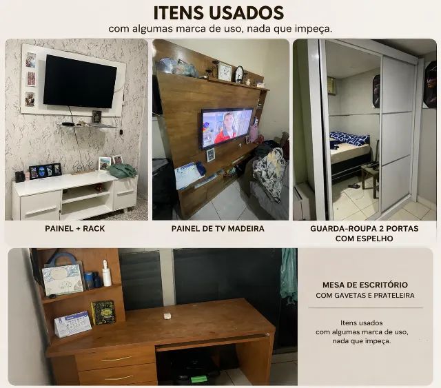 Escrivania , guarda roupa , rack com painel 