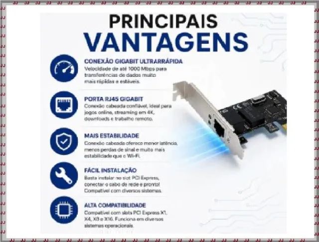 Placa de Rede PCI Express Gigabit para Lan com 1000 MBs  - Foto 4