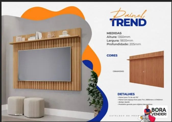 Painel para Tv 70 Polegadas Trend Permóbili Nature - 100% Mdf - Montagem Grátis 