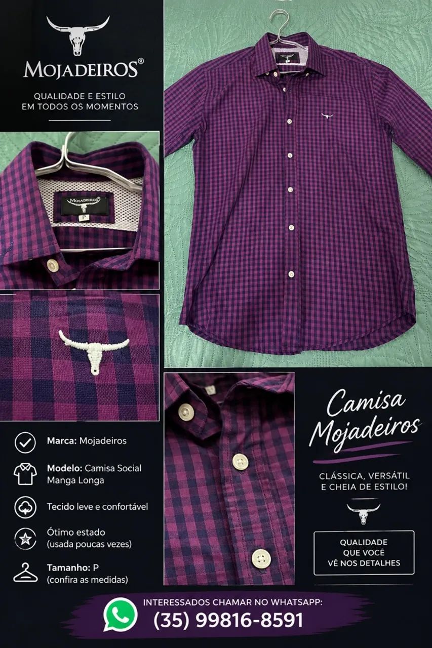 Camisa xadrez Vinho  - Foto 3
