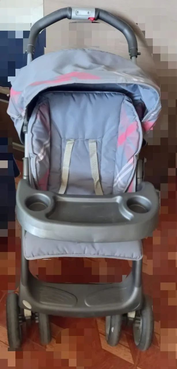 Carrinho de bebê Burigotto - Cinza e Rosa ? - Foto 4
