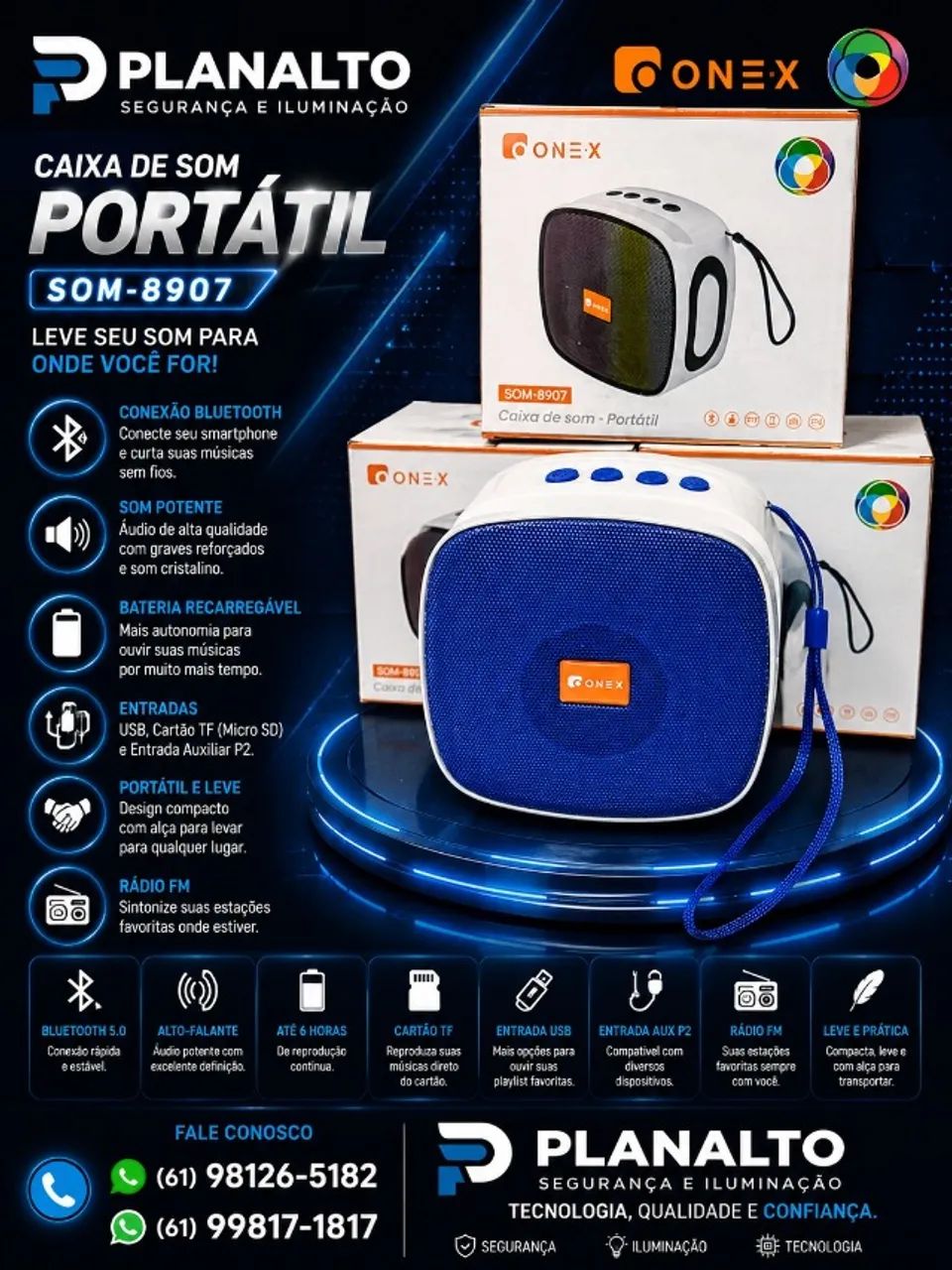 CAIXA DE SOM PORTATIL SOM- 8907