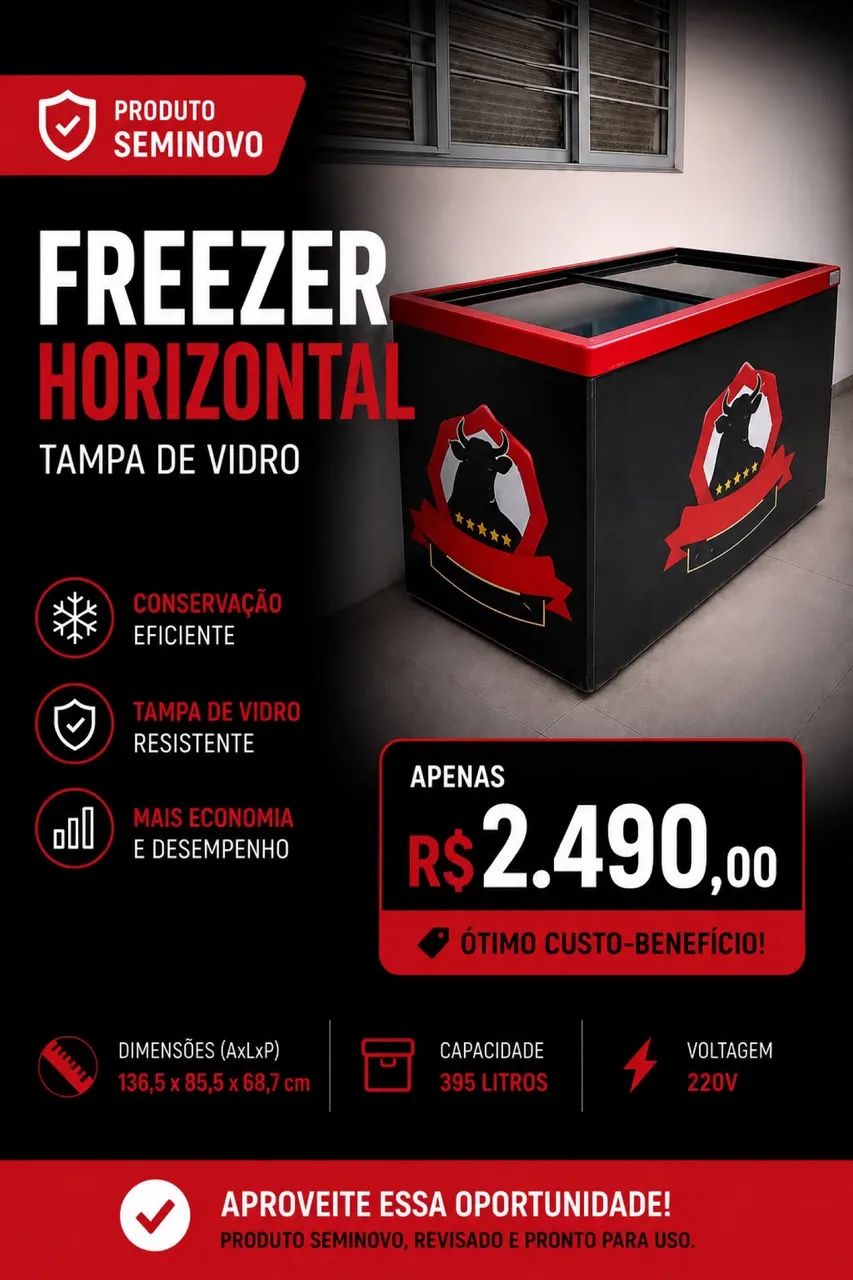 Freezer tampa de vidro 