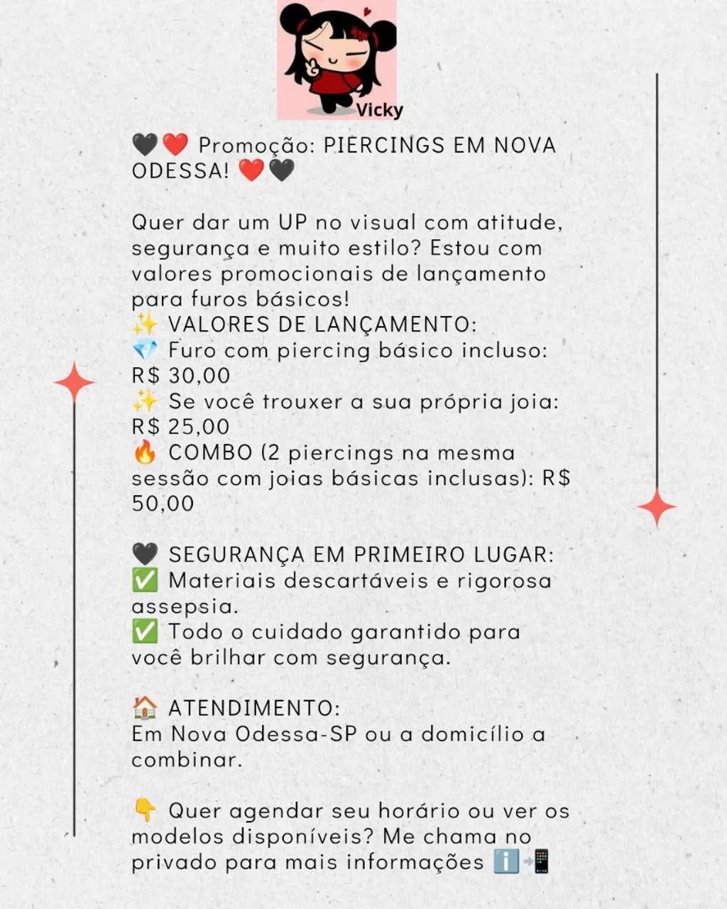 Perfuração de piercing em Nova Odessa e Região!