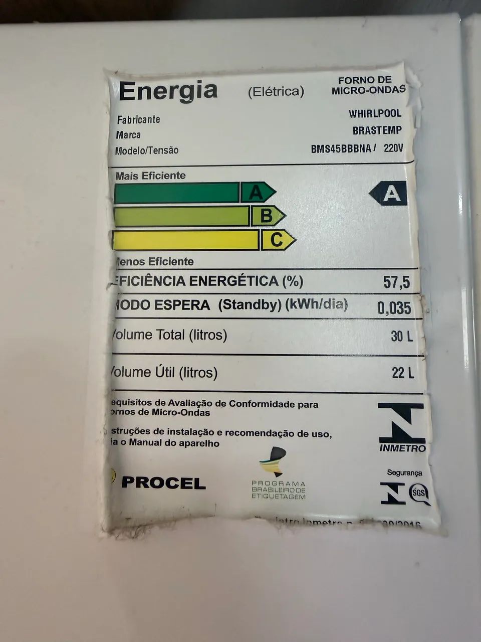 Microondas Brastemp Ative 30L 220V BMS45BBNA - COM DEFEITO