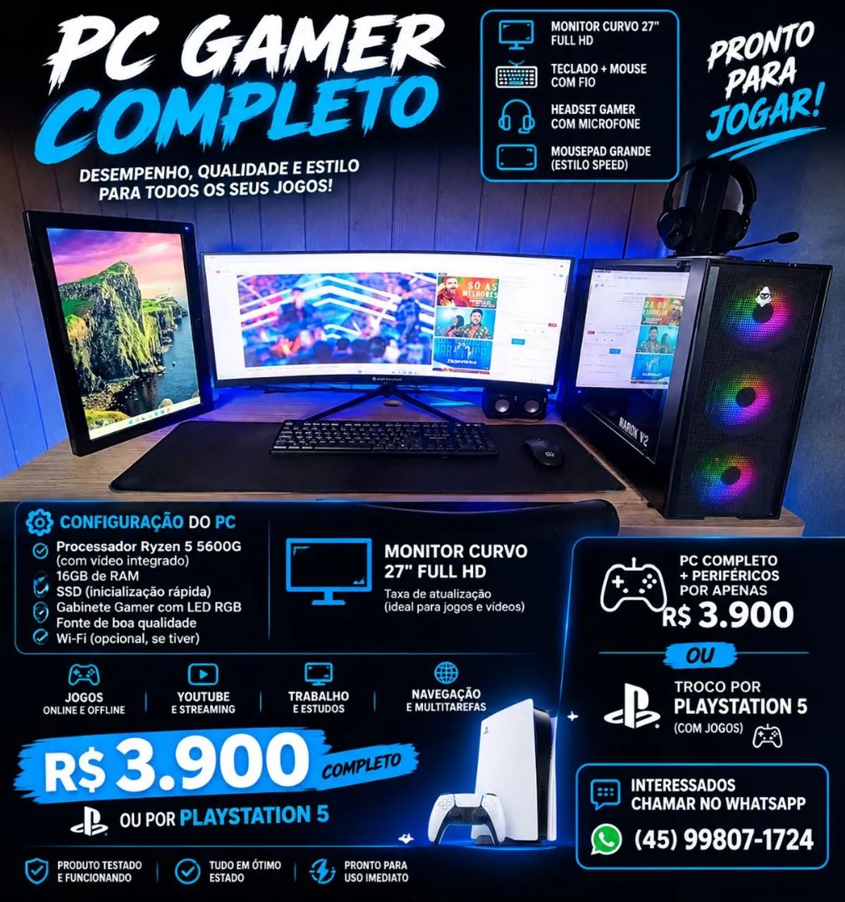 Monitor gamer completo 
