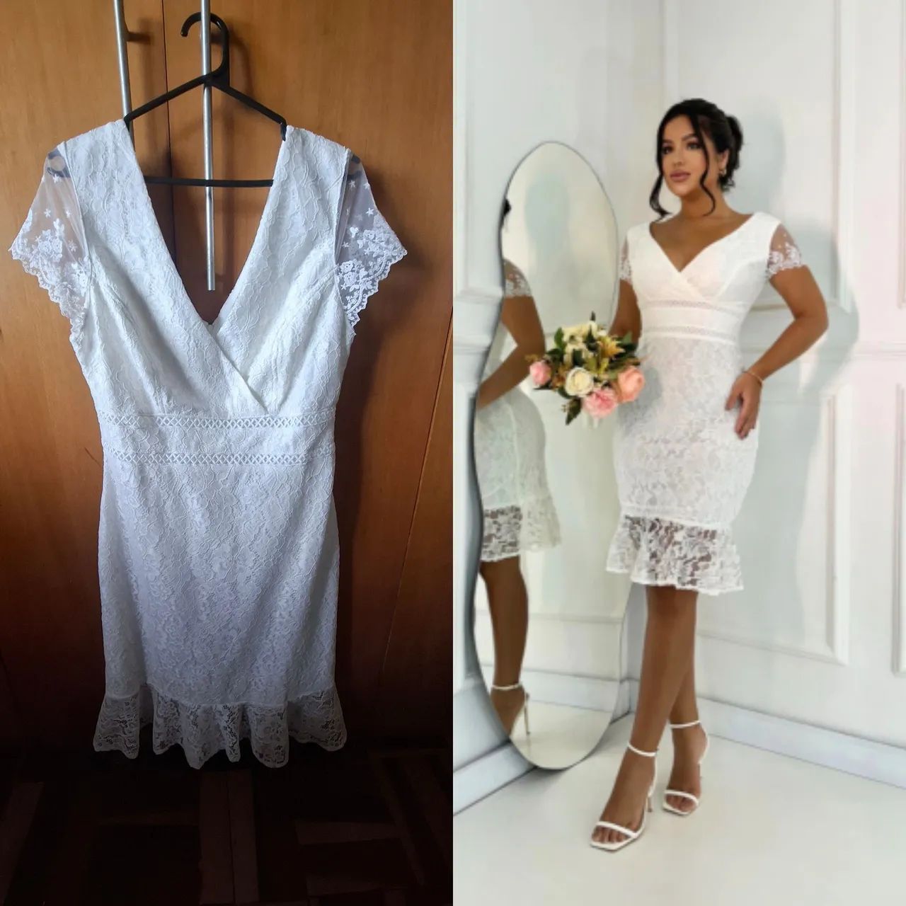 Vestido Branco com detalhes de renda