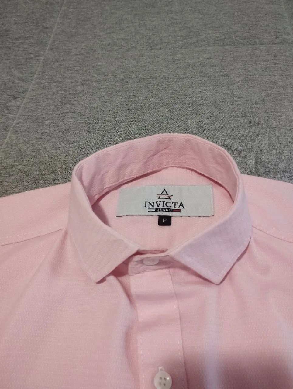 Camisa Manga Curta Slim Rosa bebê Tam.P