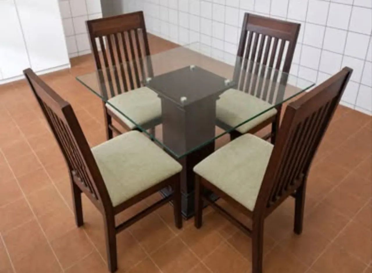 ? Conjunto de mesa de jantar completo - madeira e vidro ? - Foto 2