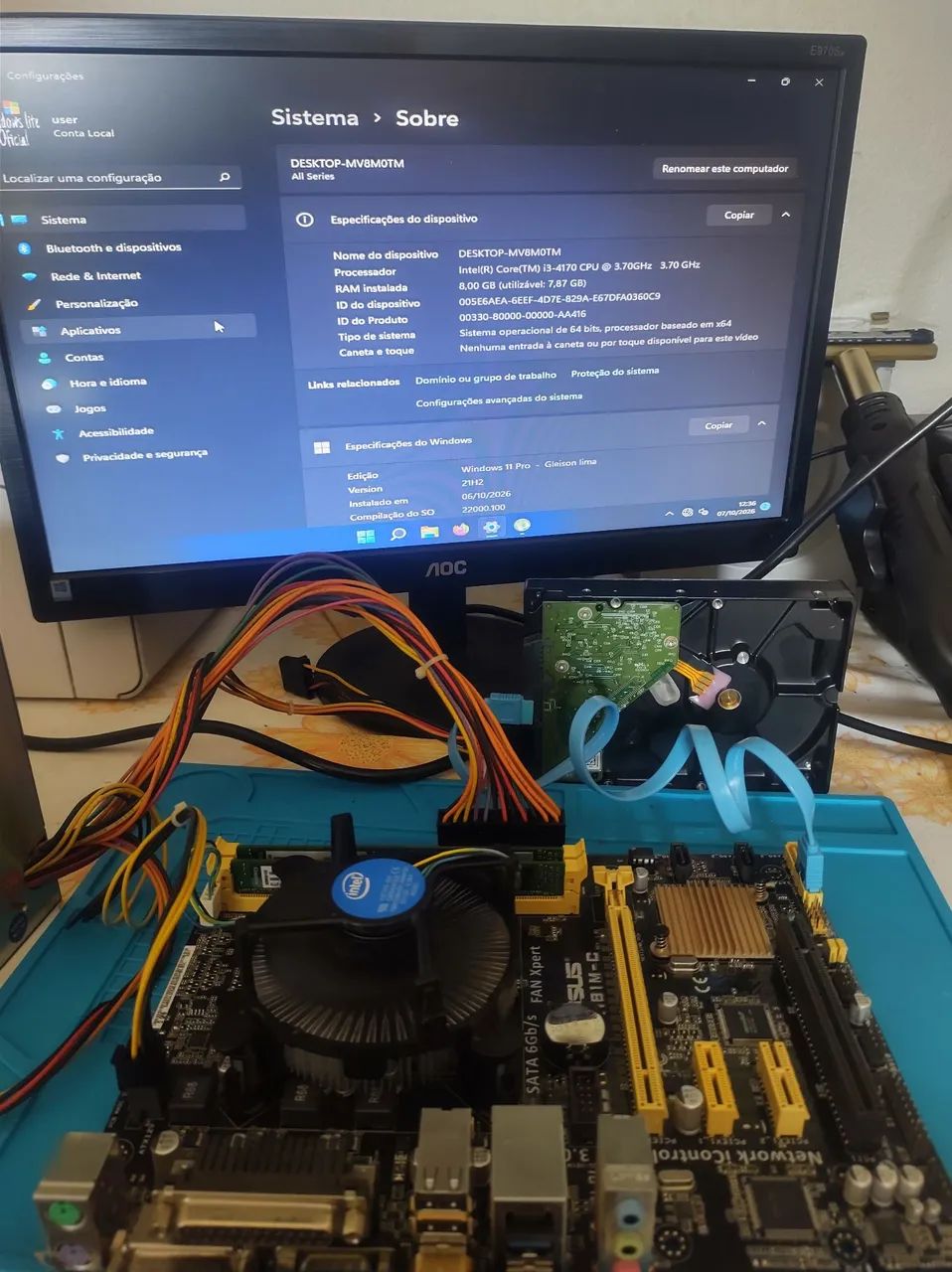 Kit core i3 4° Geração intel ® 8GB memória RAM 