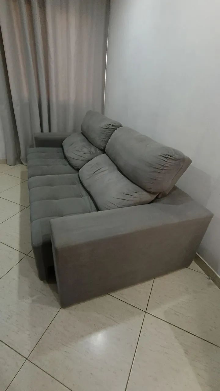 Sofá Retrátil e Reclinável 2,50m Cinza - Muito Confortável - Foto 3