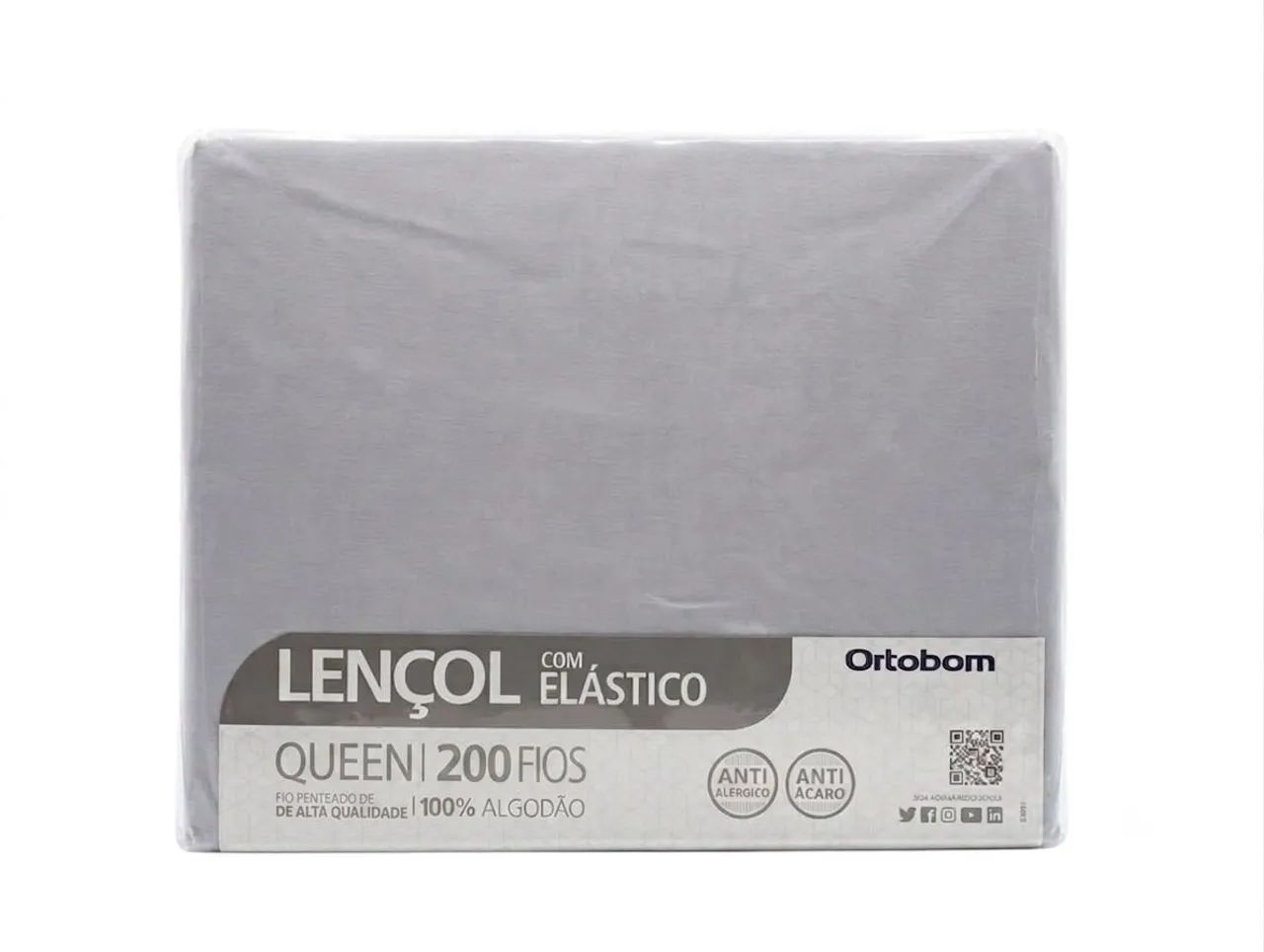 Lençol com elástico Queen Cinza  - Foto 2