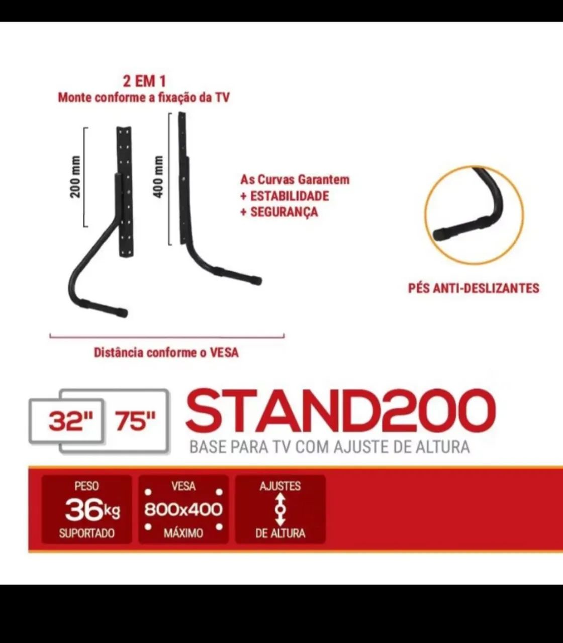 Suporte Universal p/ TVs 32 a 75 polegadas Stand 200 - Foto 5
