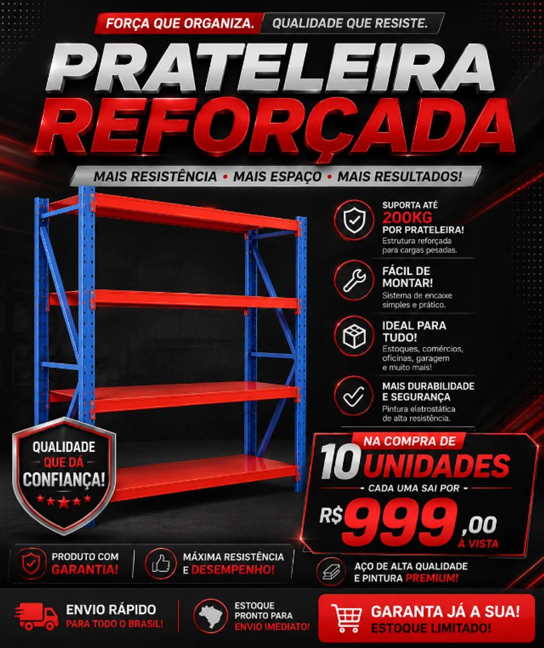 prateleira de aço 2000kg