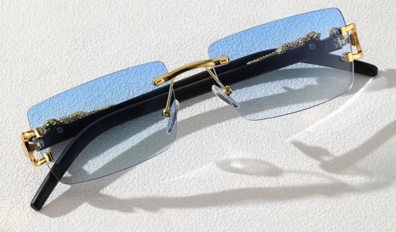 Óculos de sol retangular personalizado azul claro - Foto 2