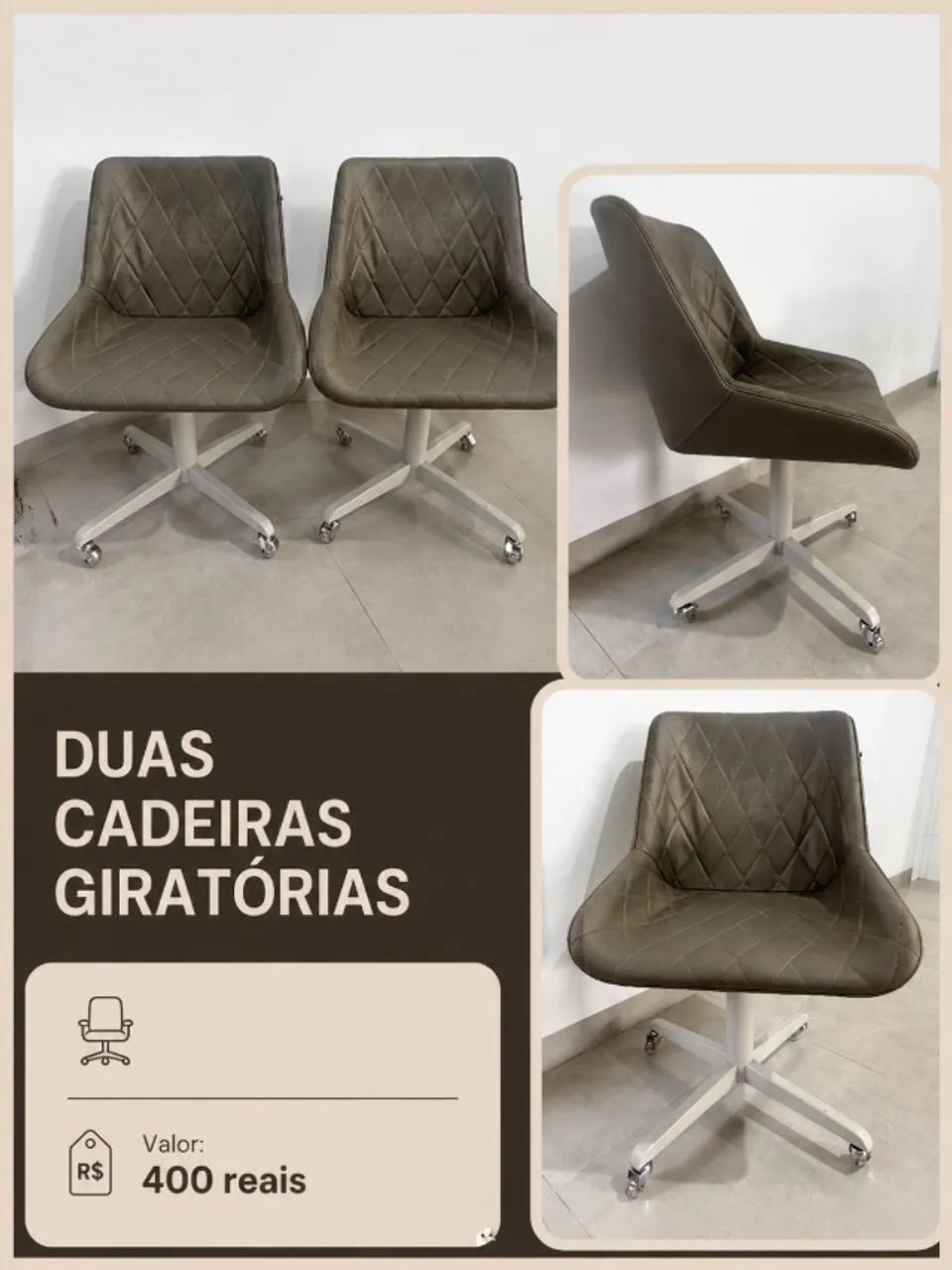 DUAS CADEIRAS GIRATÓRIAS